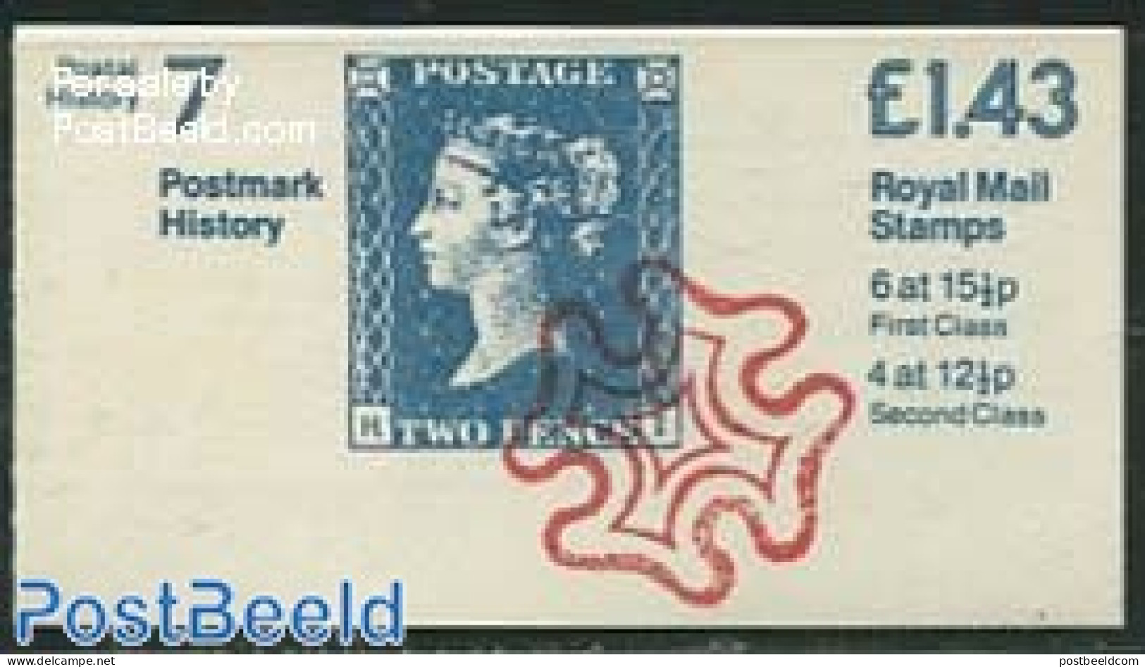 Great Britain 1982 Def. Booklet, Postmark History, Selvedge Right, Mint NH, Stamp Booklets - Stamps On Stamps - Ongebruikt