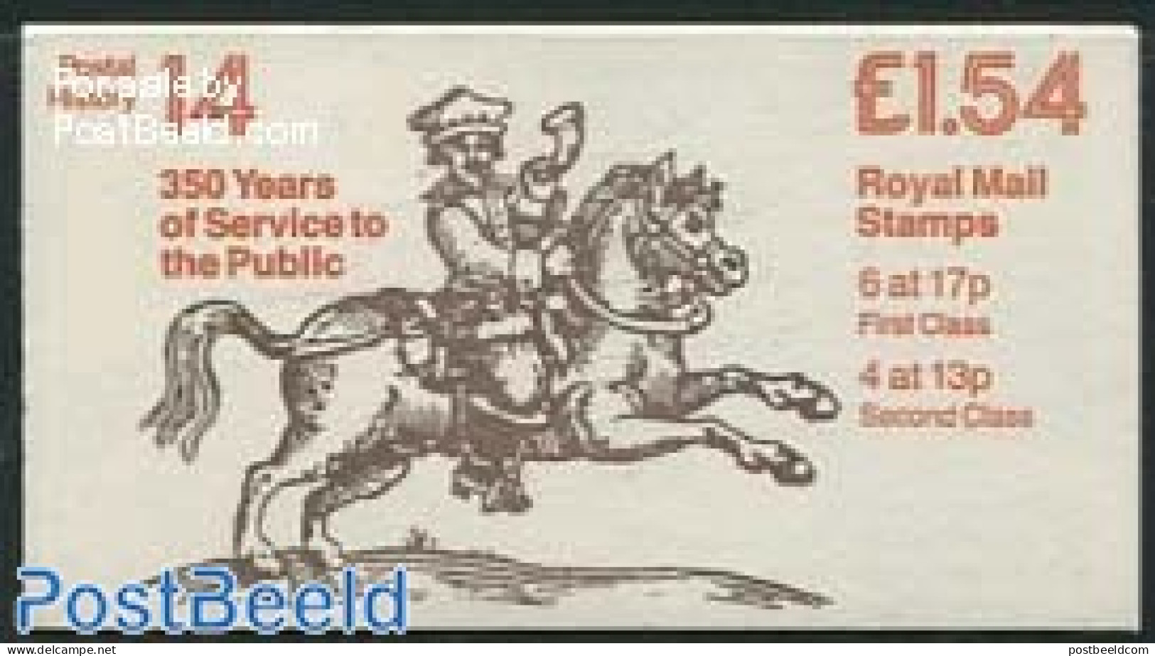 Great Britain 1984 Def. Booklet, Public Service, Selvedge At Right, Mint NH, Nature - Horses - Post - Stamp Booklets - Ongebruikt