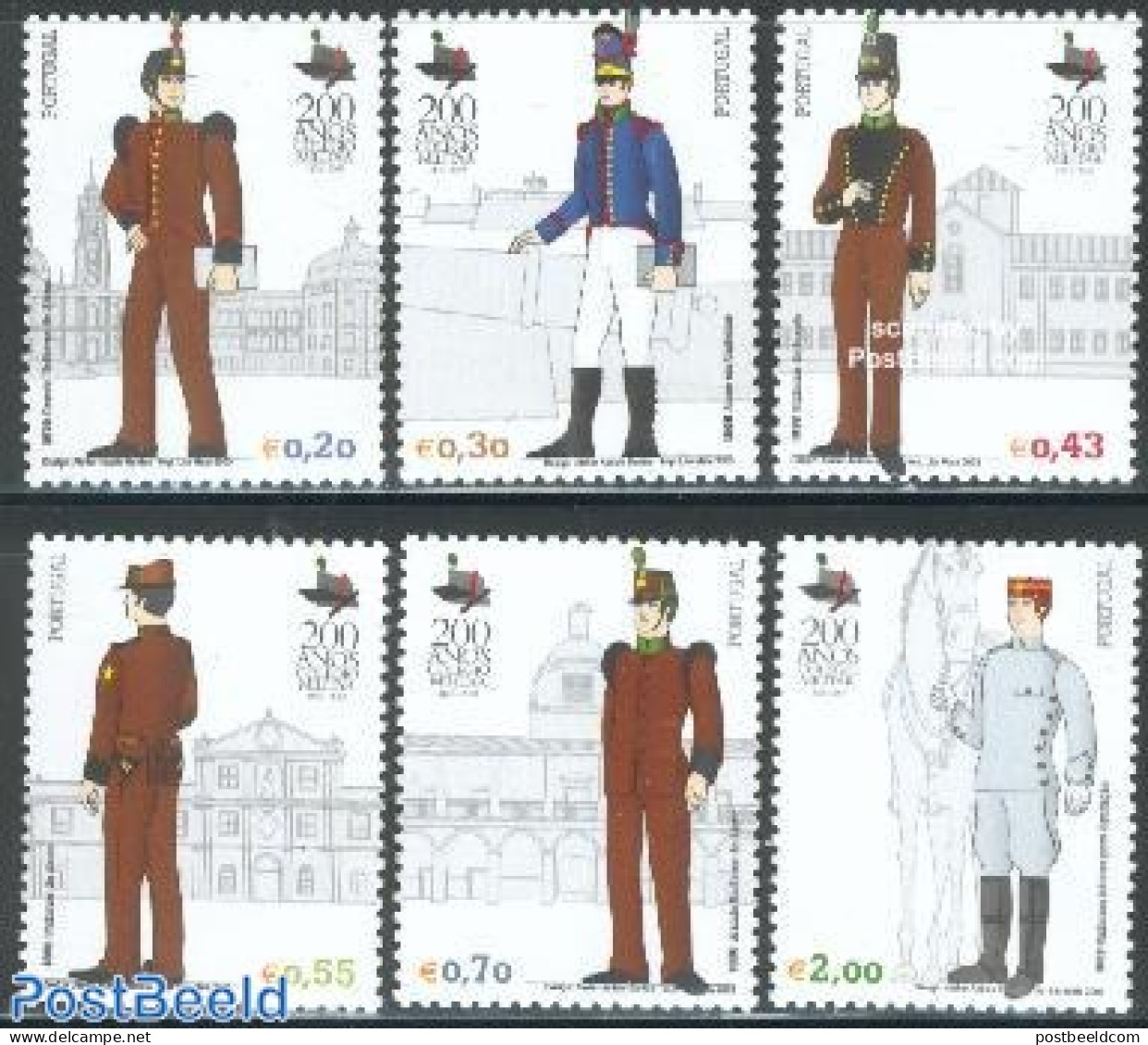 Portugal 2003 Military College 6v, Mint NH, Nature - Science - Various - Horses - Education - Uniforms - Art - Archite.. - Nuevos