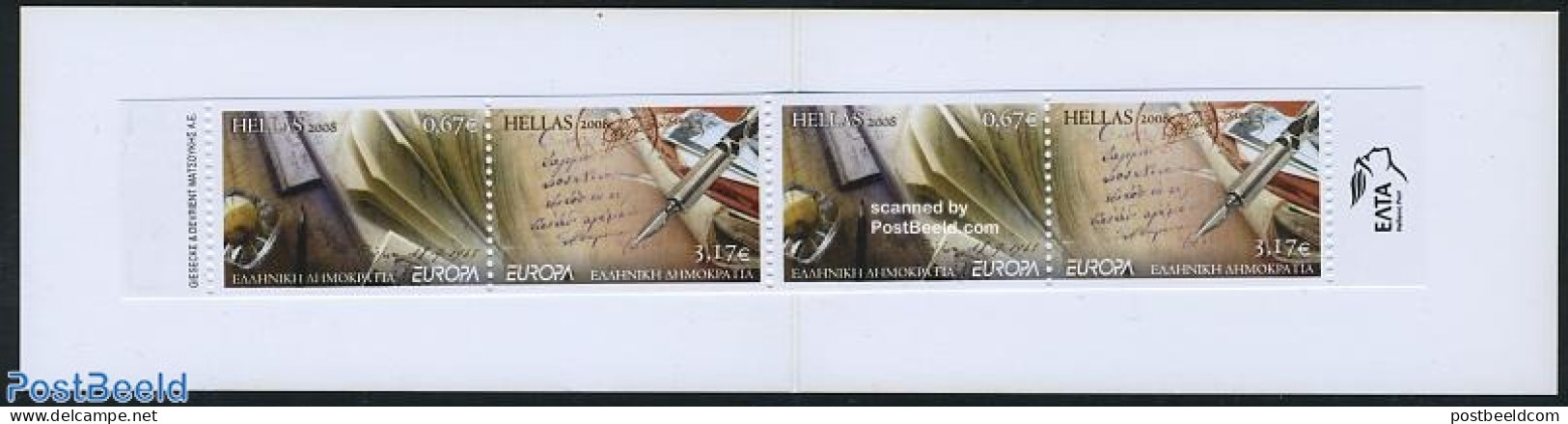 Greece 2008 Europa, The Letter Booklet, Mint NH, History - Europa (cept) - Stamp Booklets - Art - Handwriting And Auto.. - Neufs