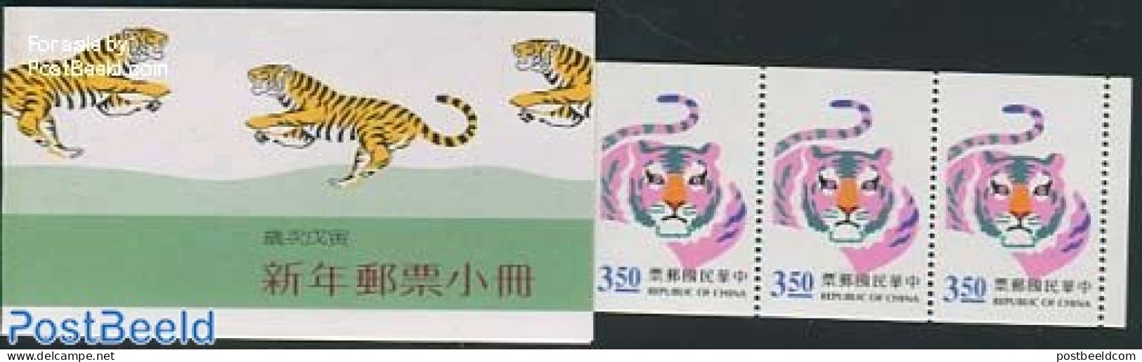 Taiwan 1997 Year Of The Tiger Booklet, Mint NH, Nature - Various - Cat Family - Stamp Booklets - New Year - Non Classés