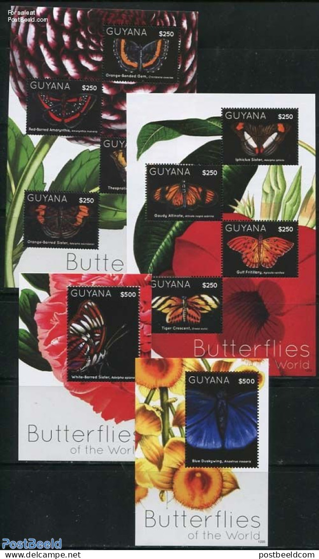 Guyana 2012 Butterflies 4 S/s, Mint NH, Nature - Butterflies - Guyana (1966-...)