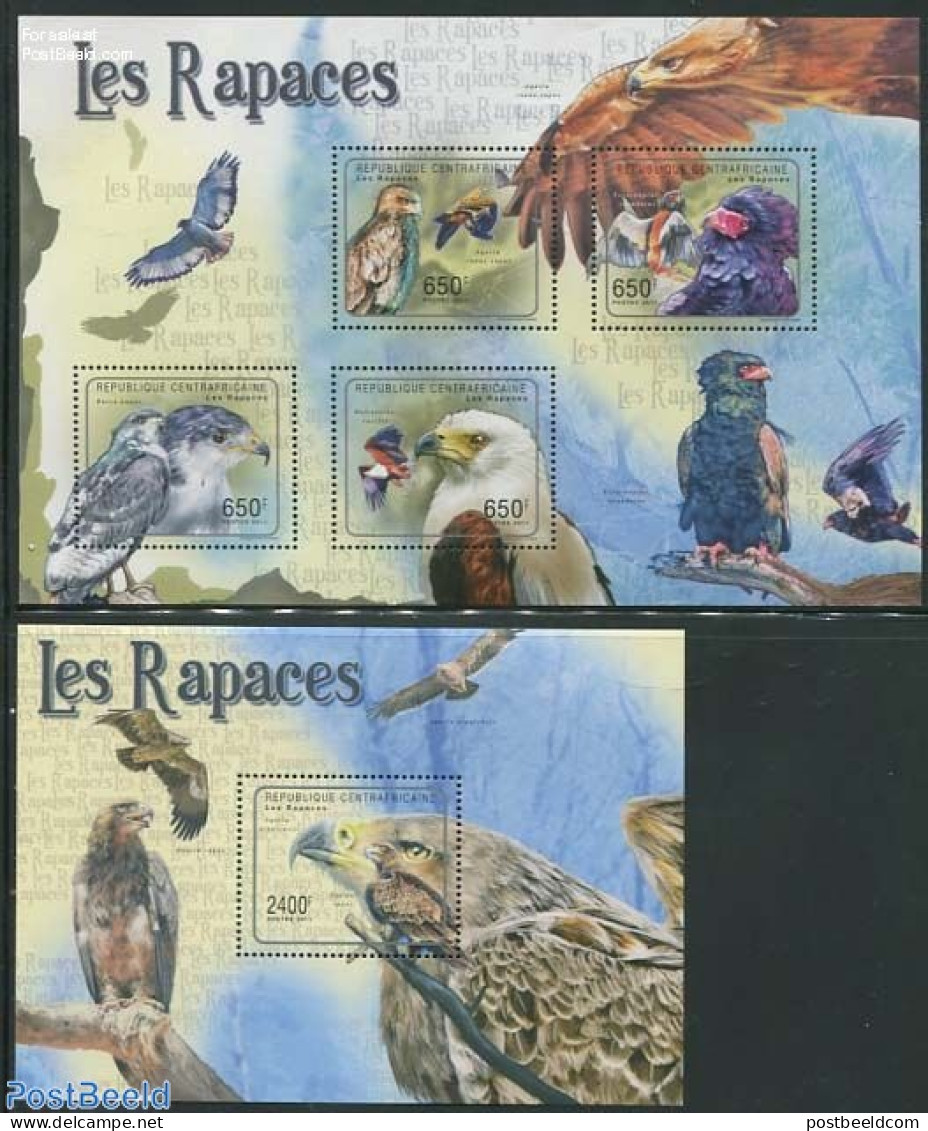 Central Africa 2011 Birds Of Prey 2 S/s, Mint NH, Nature - Birds - Birds Of Prey - Centrafricaine (République)