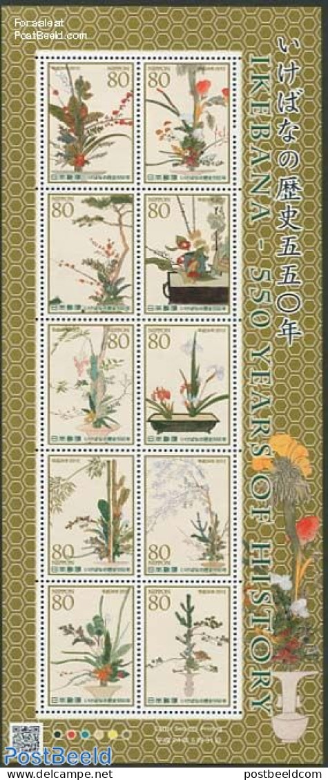 Japan 2012 550 Years Ikebana 10v M/s, Mint NH, Nature - Flowers & Plants - Nuovi