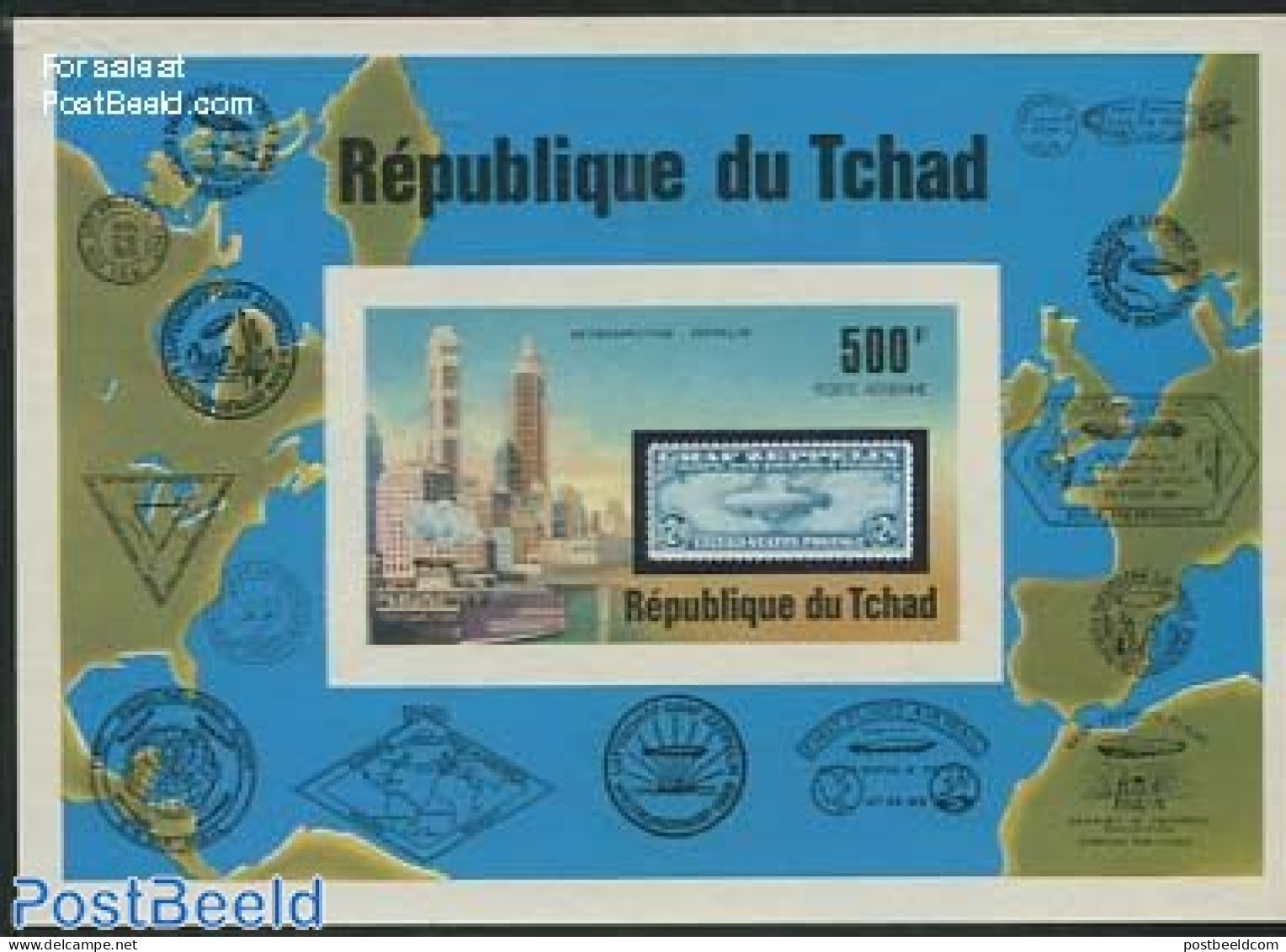 Chad 1977 Zeppelin S/s, Imperforated, Mint NH, Transport - Stamps On Stamps - Ships And Boats - Zeppelins - Other & Unclassified