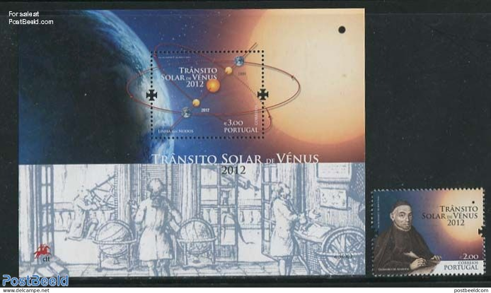 Portugal 2012 Venus Transit 1v + S/s, Mint NH, Science - Astronomy - Neufs