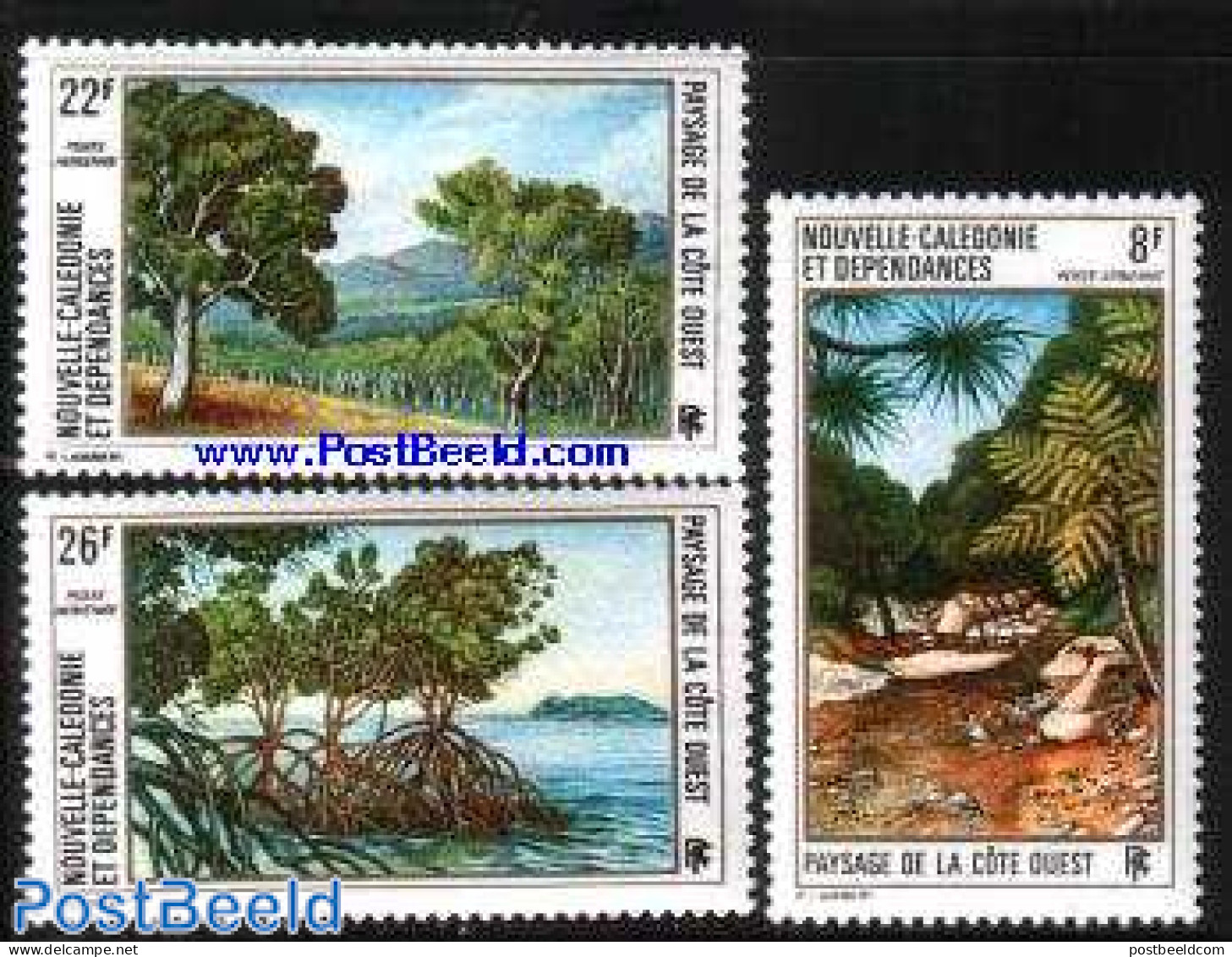 New Caledonia 1974 West Coast 3v, Mint NH, Nature - Various - Trees & Forests - Tourism - Nuovi