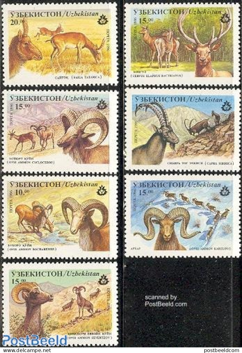 Uzbekistan 1996 Fauna 7v, Mint NH, Nature - Animals (others & Mixed) - Uzbekistán