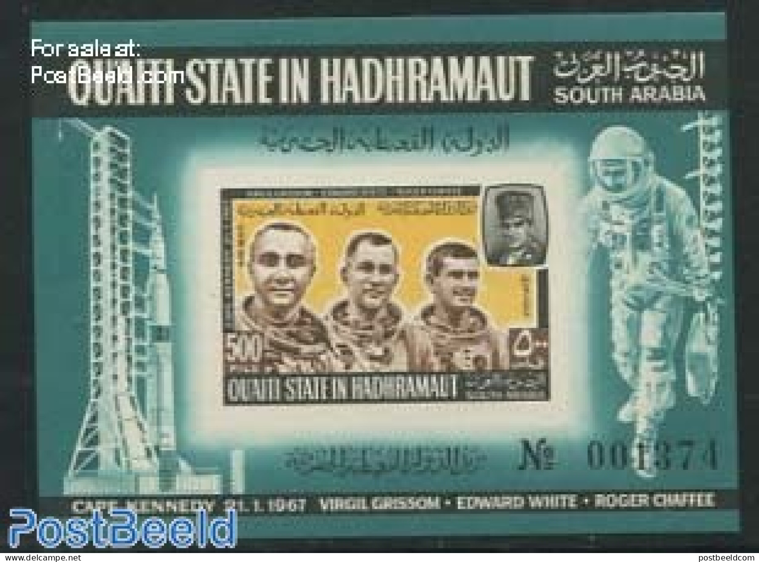 Aden 1967 Astronauts S/s Imperforated, Mint NH, Transport - Space Exploration - Autres & Non Classés