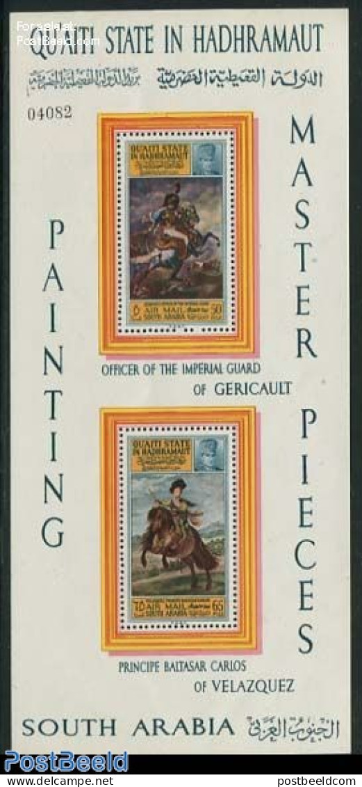Aden 1967 Paintings S/s, Mint NH, Nature - Horses - Art - Paintings - Andere & Zonder Classificatie