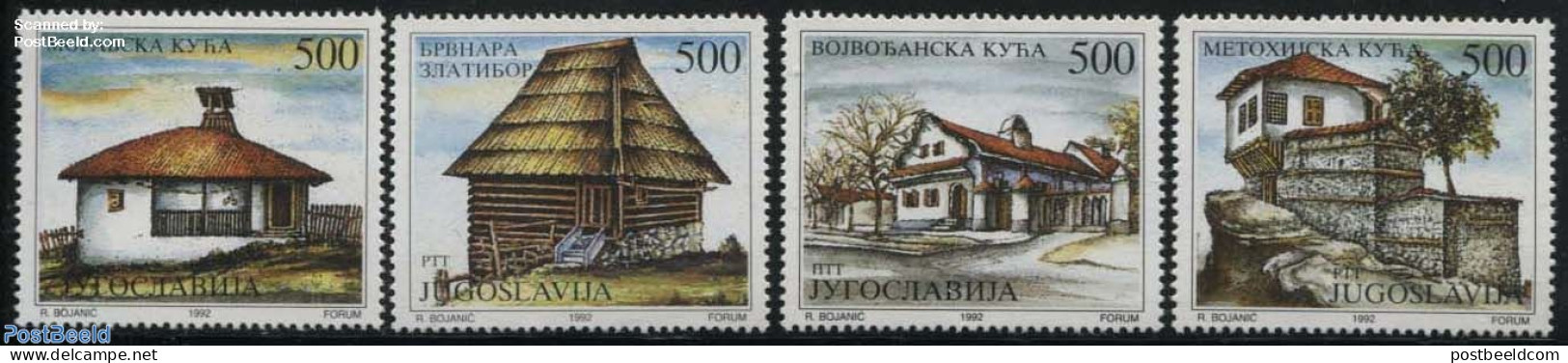 Yugoslavia 1992 Museum Farm Houses 4v, Mint NH, Art - Architecture - Museums - Unused Stamps