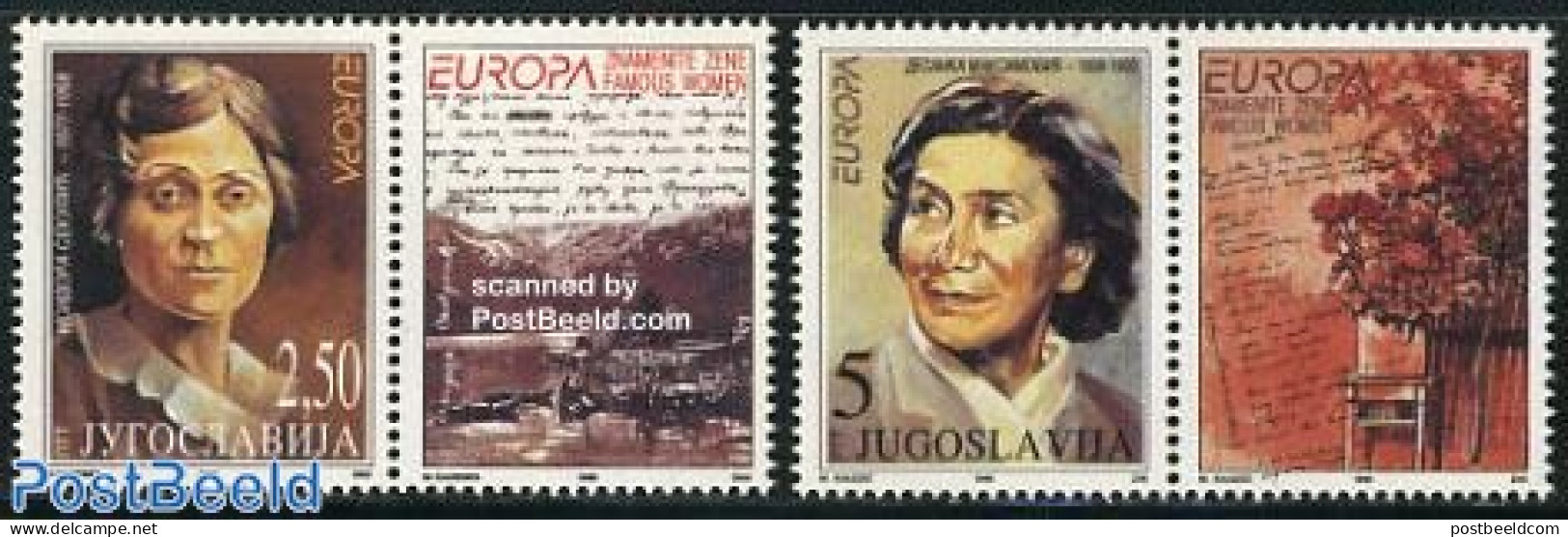 Yugoslavia 1996 Europa, Women 2v With Tabs, Mint NH, History - Europa (cept) - Women - Unused Stamps