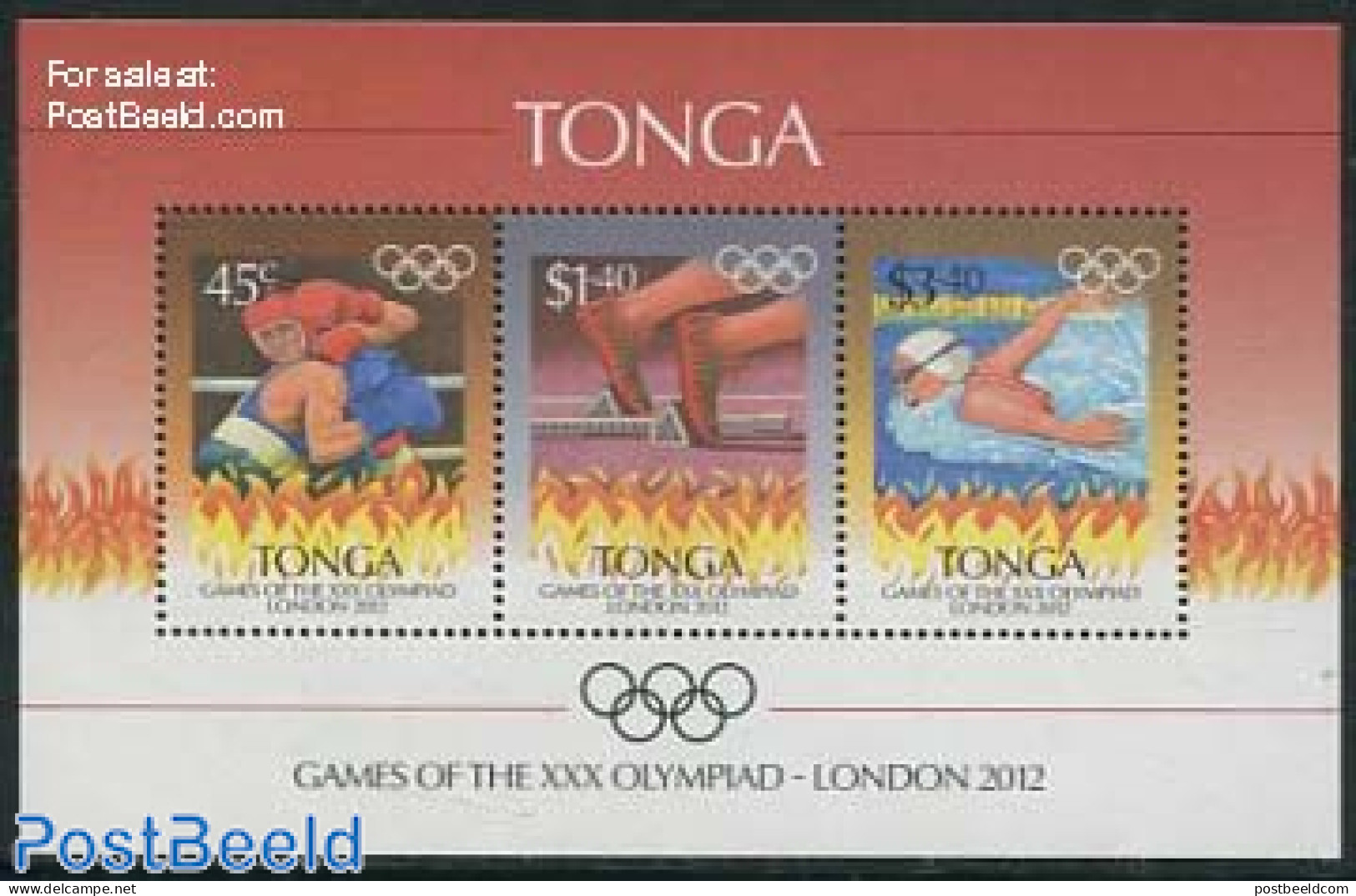 Tonga 2012 Olympic Games S/s, Mint NH, Sport - Athletics - Olympic Games - Swimming - Leichtathletik