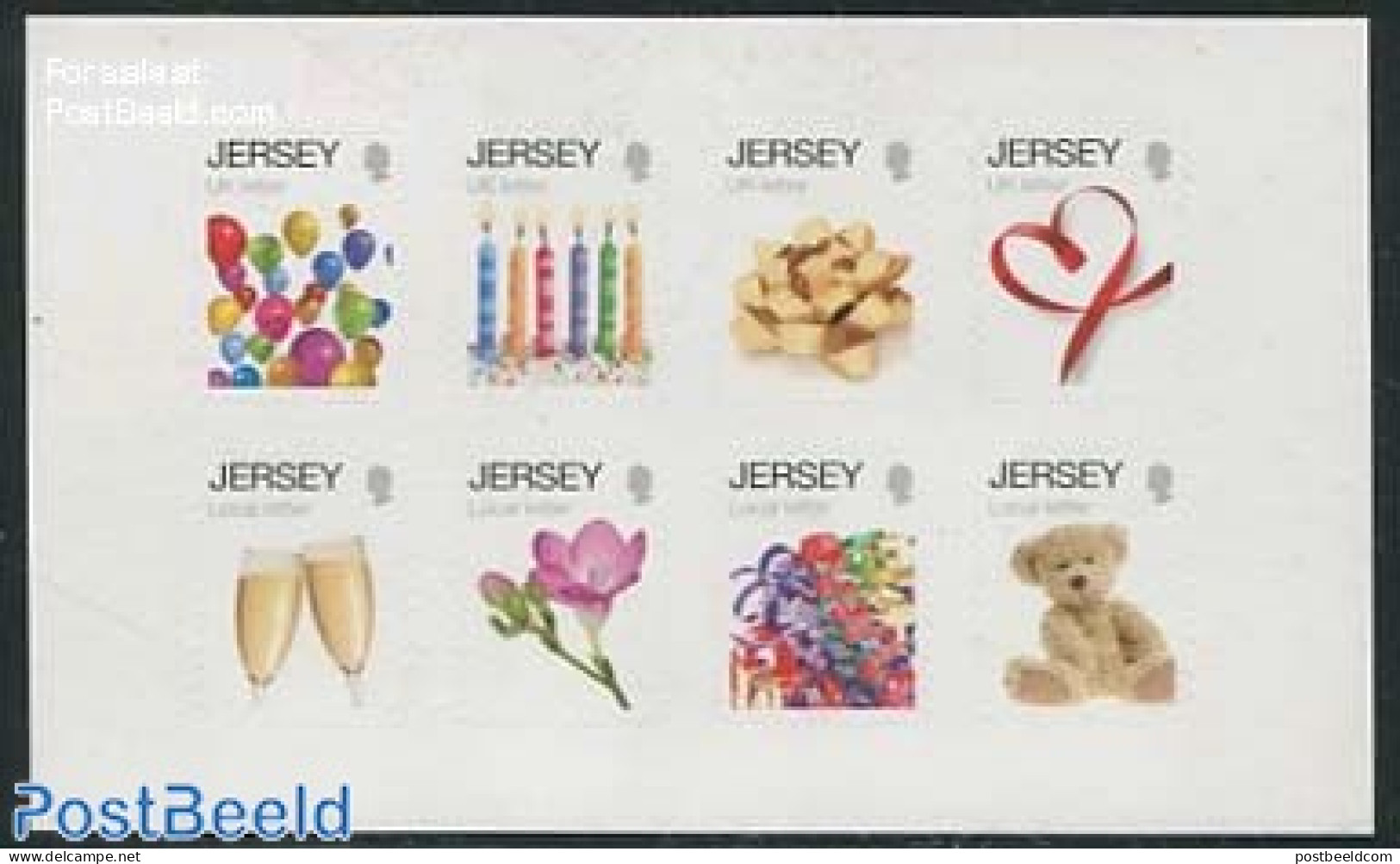Jersey 2012 Wishing Stamps 8v M/s, Mint NH, Nature - Various - Flowers & Plants - Greetings & Wishing Stamps - Teddy B.. - Jersey