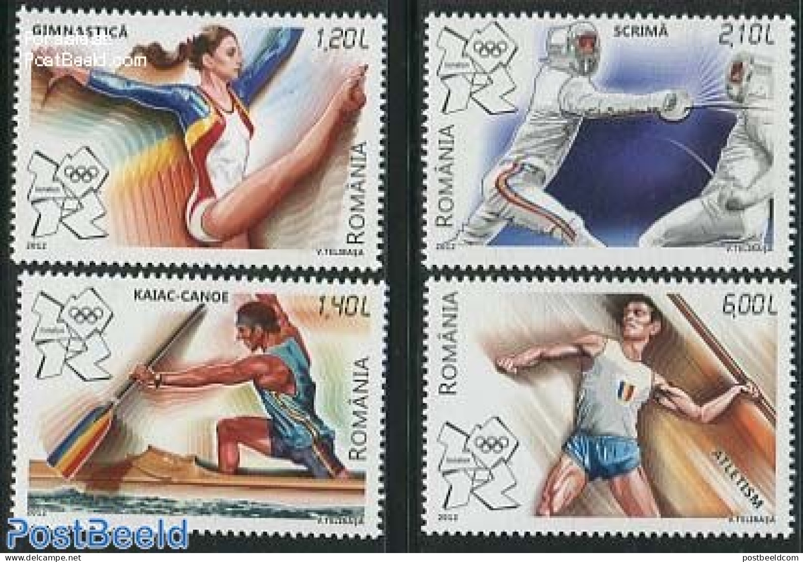 Romania 2012 Olympic Games London 4v, Mint NH, Sport - Athletics - Fencing - Kayaks & Rowing - Olympic Games - Nuovi