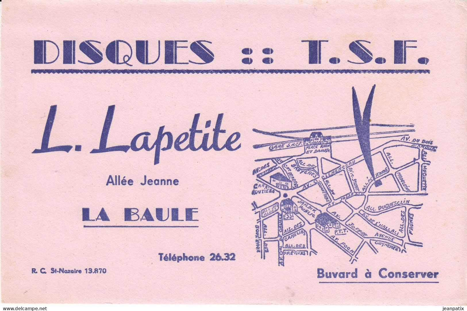 BUVARD & BLOTTER - Disques TSF - L. LAPETITE - Allée Jeanne - LA BAULE (Loire Atlantique) - Other & Unclassified