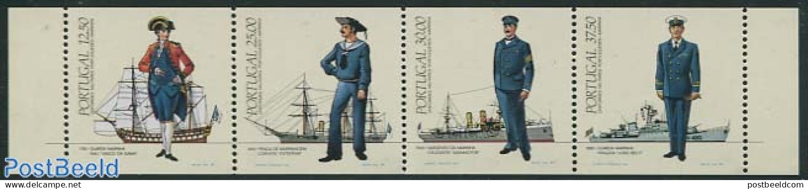 Portugal 1983 Military Uniforms 4v (from Booklet), Mint NH, Transport - Various - Ships And Boats - Uniforms - Ongebruikt