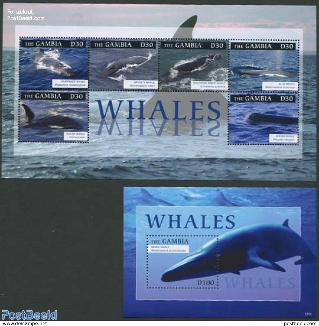 Gambia 2012 Whales 2 S/s, Mint NH, Nature - Sea Mammals - Gambie (...-1964)