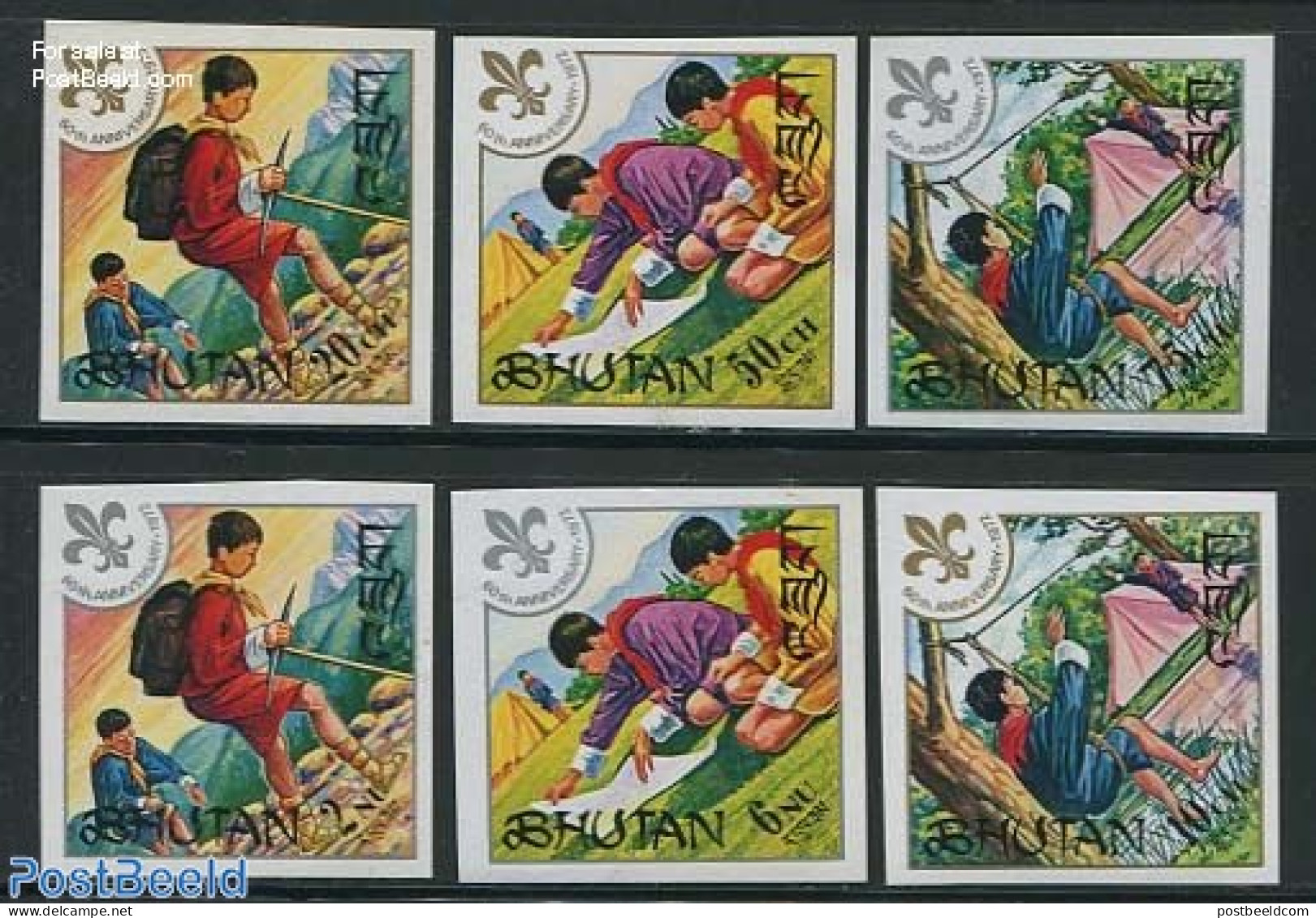 Bhutan 1971 Scouting 6v Imperforated, Mint NH, Sport - Scouting - Bhoutan