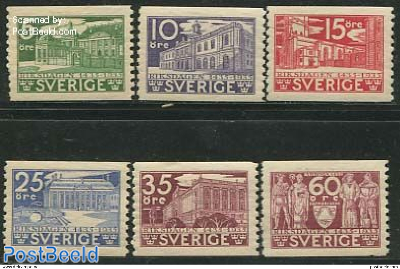 Sweden 1935 Parliament Day 6v :=:, Mint NH, History - History - Art - Architecture - Unused Stamps