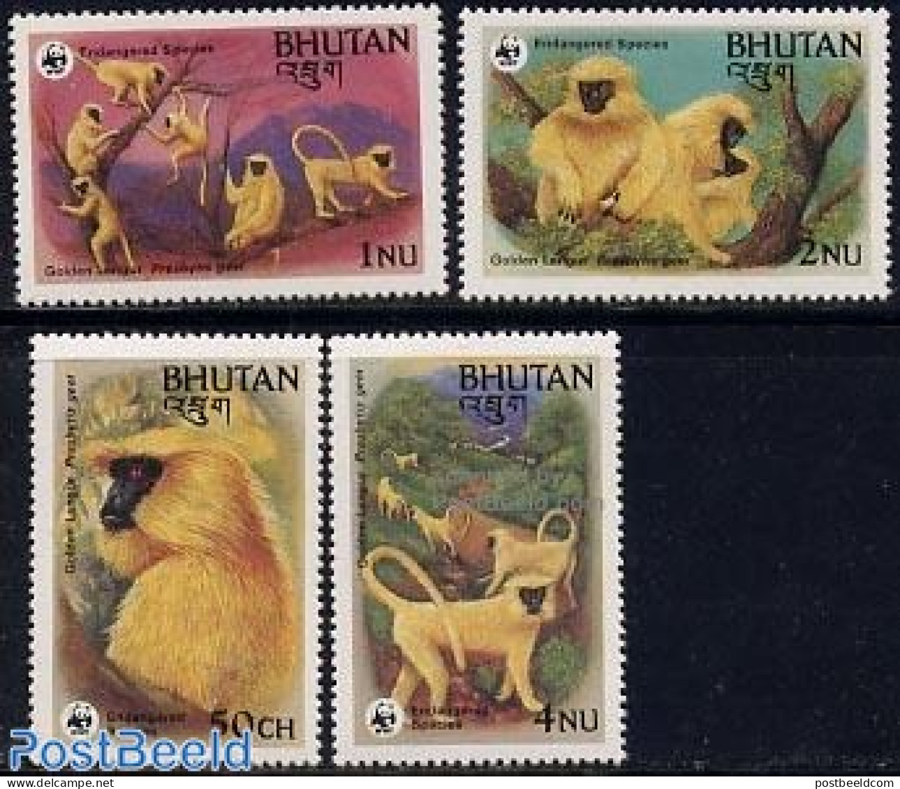 Bhutan 1984 WWF, Monkeys 4v, Mint NH, Nature - Monkeys - World Wildlife Fund (WWF) - Bhoutan