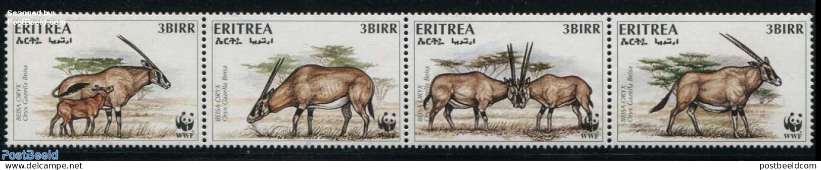 Eritrea 1996 WWF, Beisa Oryx 4v [:::], Mint NH, Nature - Animals (others & Mixed) - World Wildlife Fund (WWF) - Erythrée