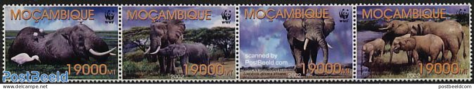 Mozambique 2002 WWF, Elephants 4v [:::], Mint NH, Nature - Animals (others & Mixed) - Elephants - World Wildlife Fund .. - Mozambique