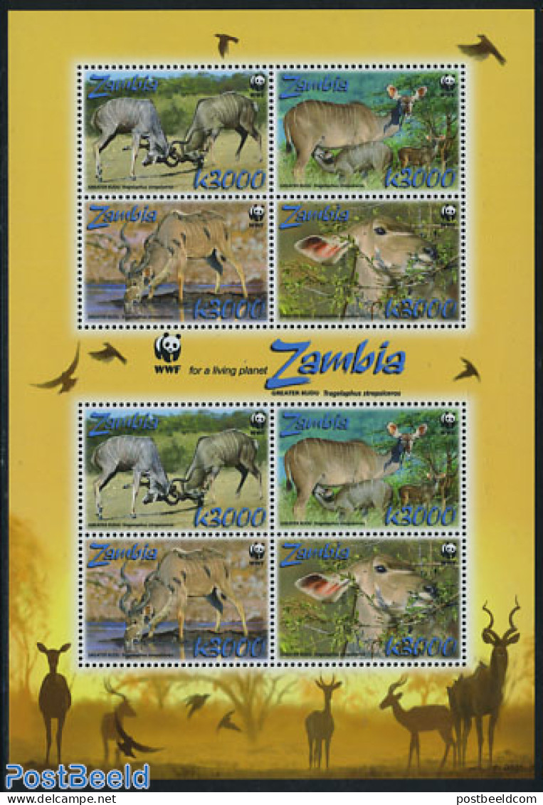 Zambia 2008 WWF, Kudu M/s (with 2 Sets), Mint NH, Nature - Animals (others & Mixed) - World Wildlife Fund (WWF) - Zambia (1965-...)
