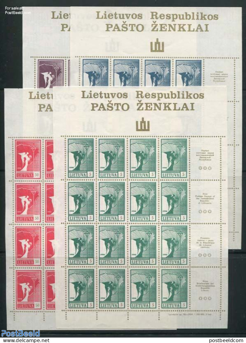 Lithuania 1990 Definitives 4 M/s, Mint NH, Religion - Angels - Cristianesimo