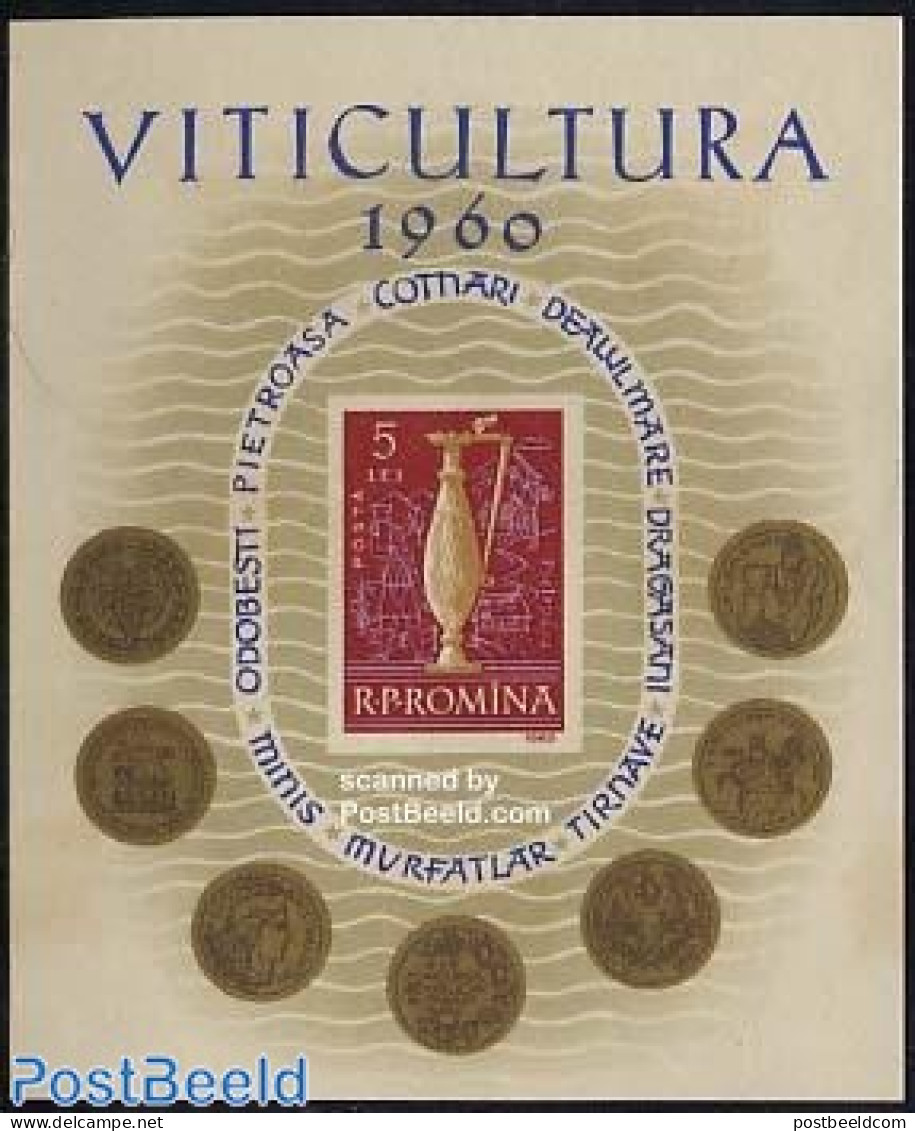 Romania 1960 Wine S/s (issued Without Gum), Mint NH, Nature - Wine & Winery - Neufs