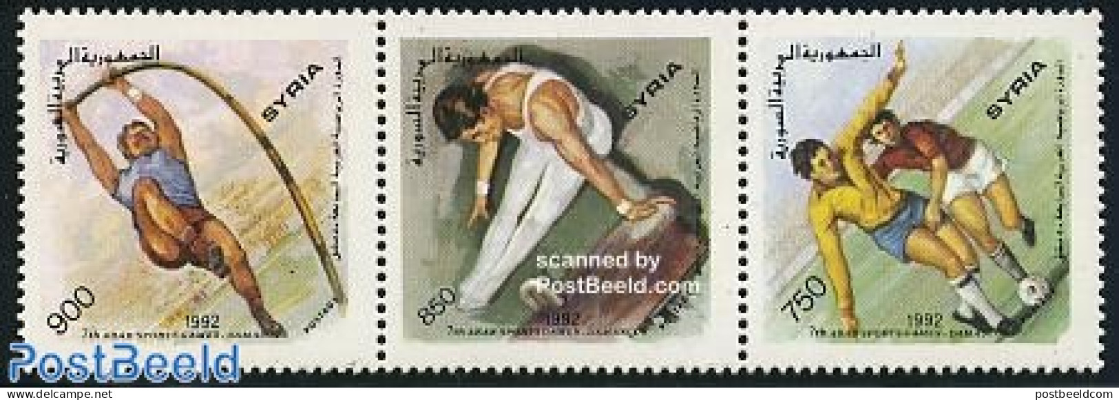 Syria 1992 Arab Games 3v [::], Mint NH, Sport - Athletics - Football - Gymnastics - Sport (other And Mixed) - Athletics