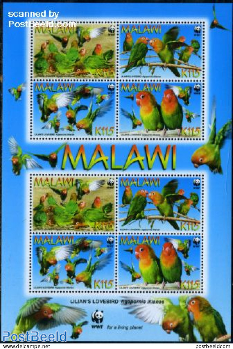 Malawi 2009 Lilians Lovebird M/s (with 2 Sets), Mint NH, Nature - Birds - Parrots - World Wildlife Fund (WWF) - Malawi (1964-...)
