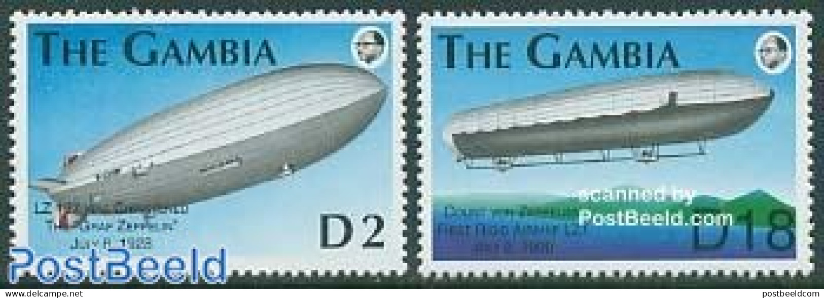 Gambia 1993 Graf Von Zeppelin 2v, Mint NH, History - Transport - Germans - Zeppelins - Zeppeline