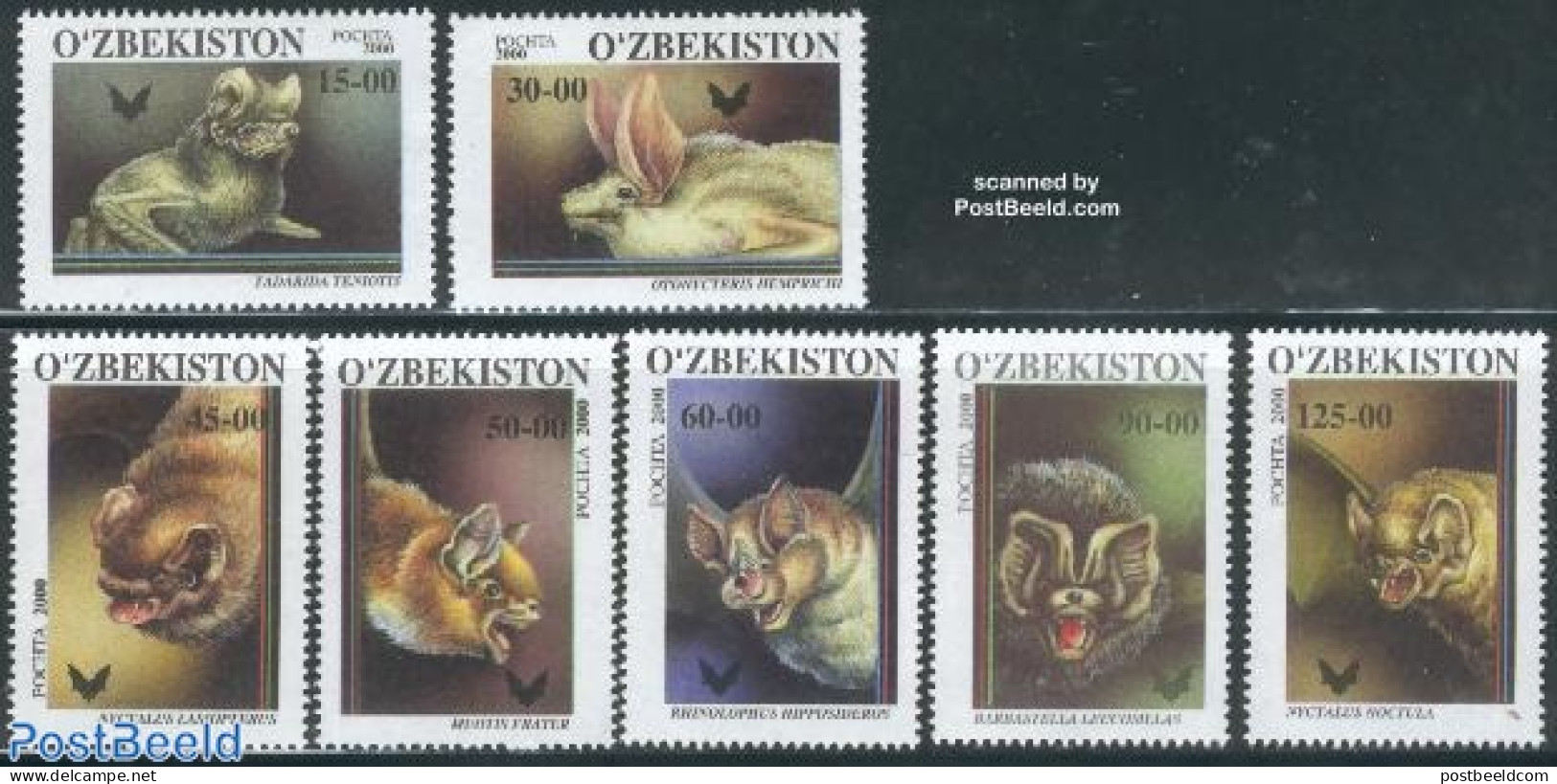 Uzbekistan 2001 Bats 7v, Mint NH, Nature - Animals (others & Mixed) - Bats - Uzbekistán