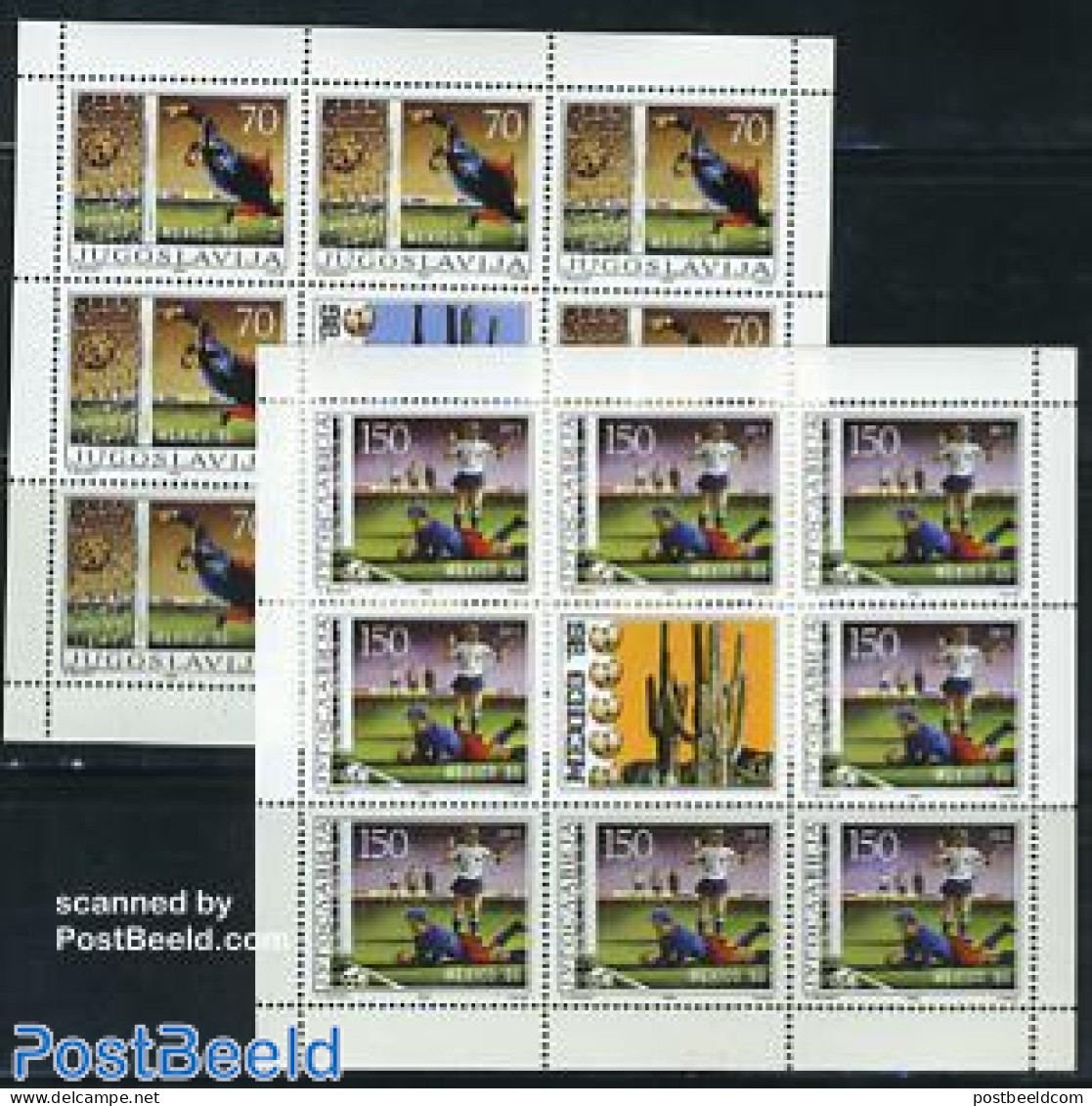 Yugoslavia 1986 Football Games 2 M/ss, Mint NH, Nature - Sport - Cacti - Football - Unused Stamps