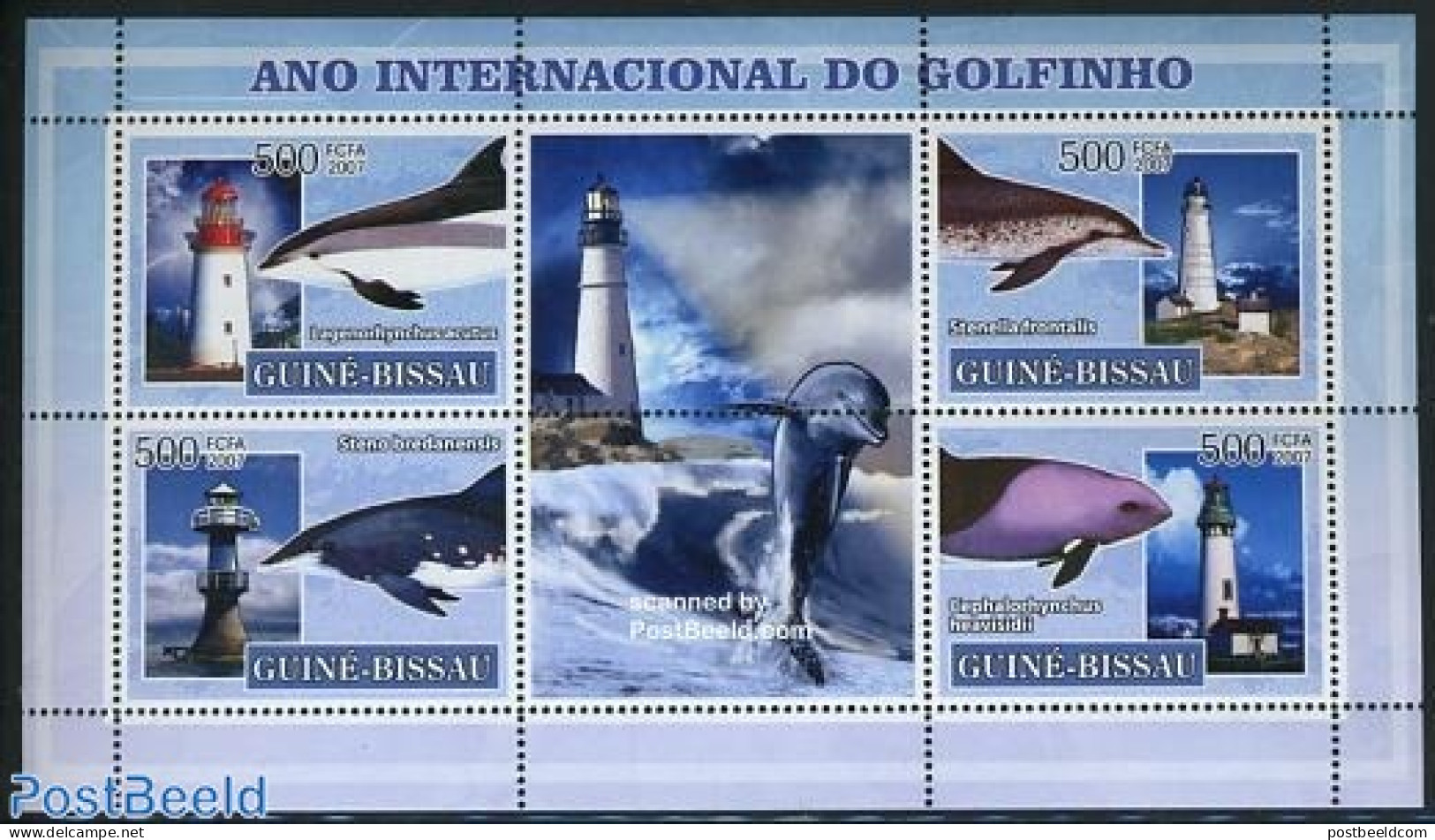 Guinea Bissau 2007 Sea Mammals & Lighthouses 4v M/s, Mint NH, Nature - Various - Sea Mammals - Lighthouses & Safety At.. - Lighthouses