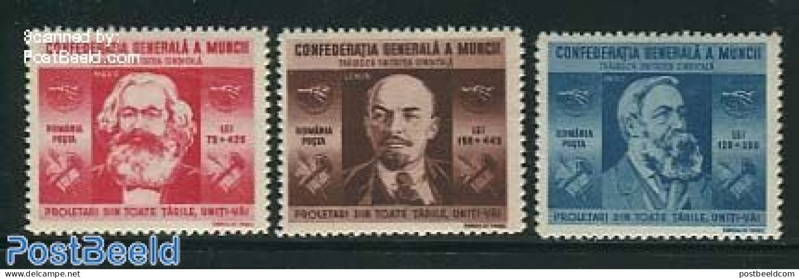 Romania 1945 Labour Association 3v, Mint NH, History - Various - Lenin - Union - Nuevos