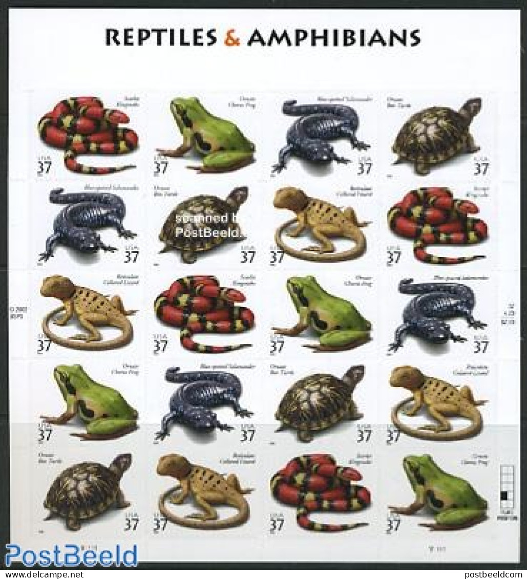 United States Of America 2003 Reptiles M/s, Mint NH, Nature - Frogs & Toads - Reptiles - Snakes - Turtles - Ungebraucht