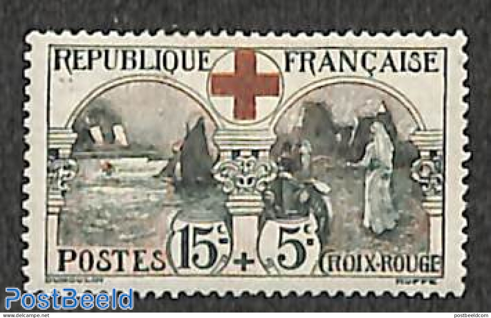 France 1918 Red Cross 1v, Mint NH, Health - Transport - Red Cross - Ships And Boats - Nuevos