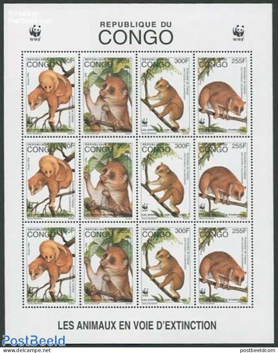 Congo Republic 1997 WWF, Maki M/s, Mint NH, Nature - Animals (others & Mixed) - World Wildlife Fund (WWF) - Otros & Sin Clasificación