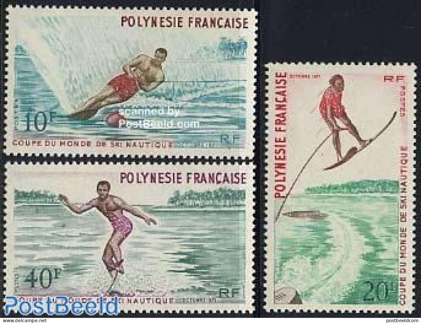 French Polynesia 1971 Water Skiing 3v, Mint NH, Sport - Sport (other And Mixed) - Ungebraucht