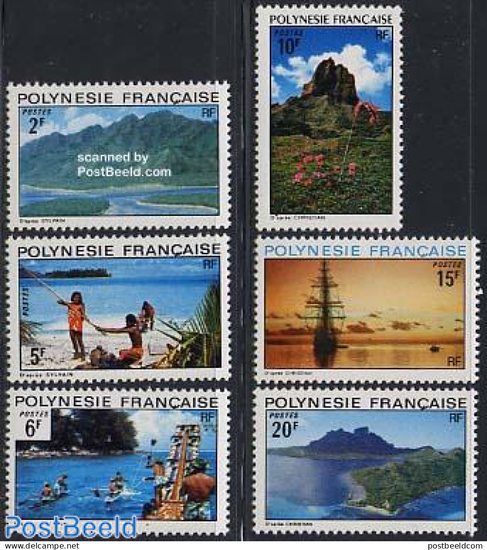 French Polynesia 1974 Tourism 6v, Mint NH, Sport - Transport - Various - Diving - Mountains & Mountain Climbing - Ship.. - Ongebruikt