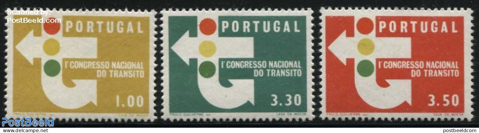 Portugal 1965 Traffic Congress 3v, Mint NH, Transport - Traffic Safety - Neufs