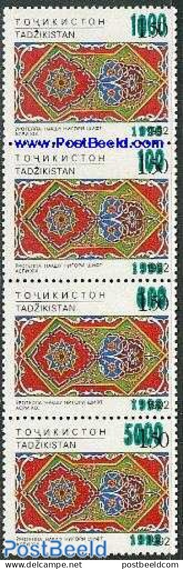 Tajikistan 1995 Overprints 4v, Mint NH, Various - Textiles - Textile