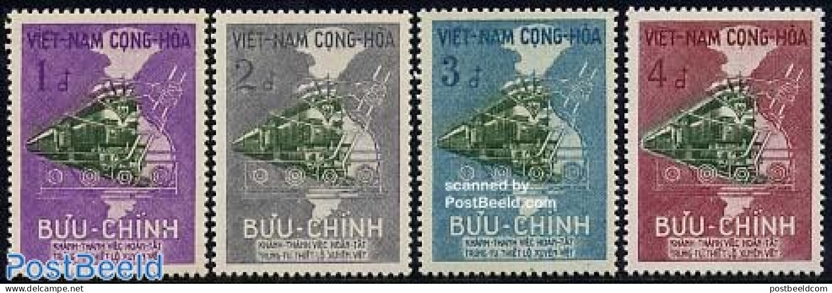 Vietnam, South 1959 Railways 4v, Unused (hinged), Transport - Railways - Trains