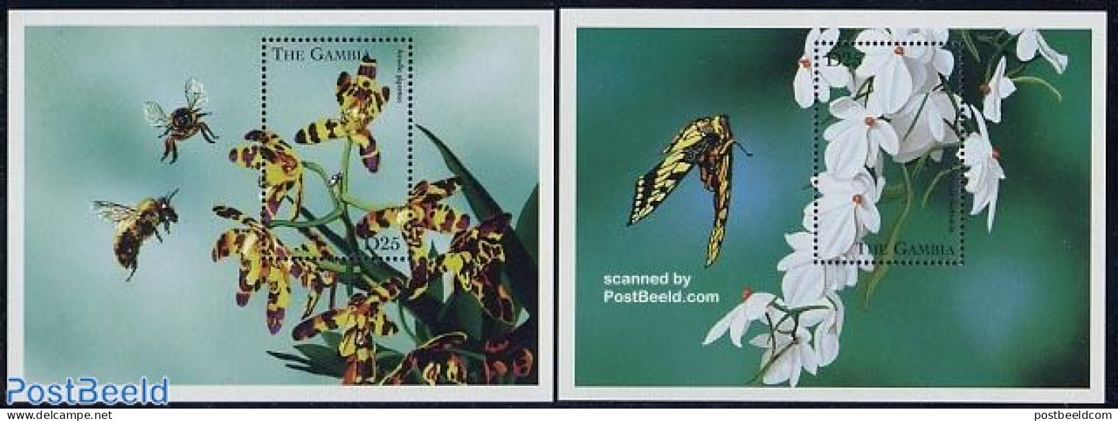 Gambia 1998 African Flowers 2 S/s, Mint NH, Nature - Flowers & Plants - Insects - Gambie (...-1964)