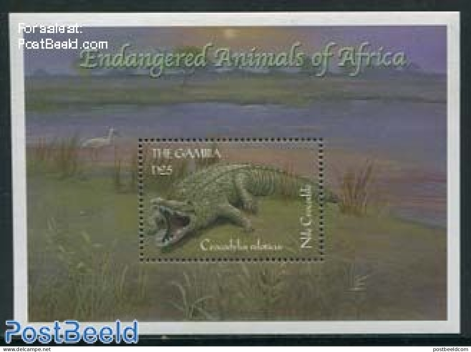 Gambia 2000 Nile Crocodile S/s, Mint NH, Nature - Animals (others & Mixed) - Crocodiles - Reptiles - Gambia (...-1964)