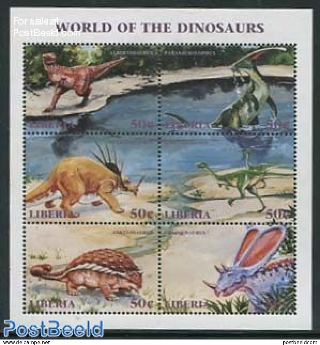 Liberia 1999 Preh. Animals 6v M/s, Mint NH, Nature - Prehistoric Animals - Prehistóricos