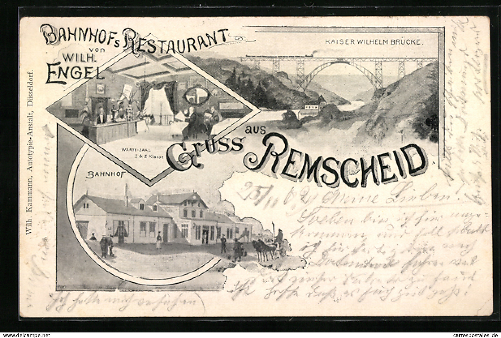 AK Remscheid, Bahnhofs Restaurant Von Wilh. Engel, Kaiser Wilhelm Brücke, Bahnhof  - Remscheid