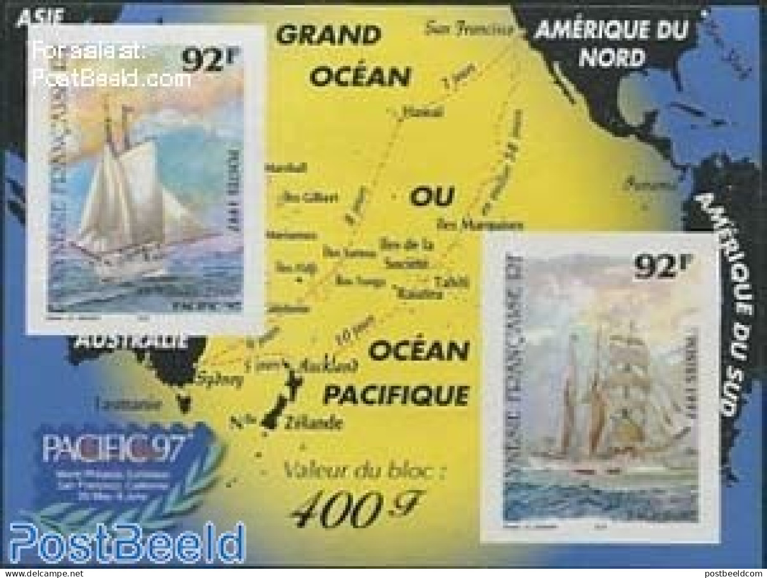 French Polynesia 1997 PACIFIC S/s Imperforated, Mint NH, Transport - Various - Ships And Boats - Maps - Nuevos